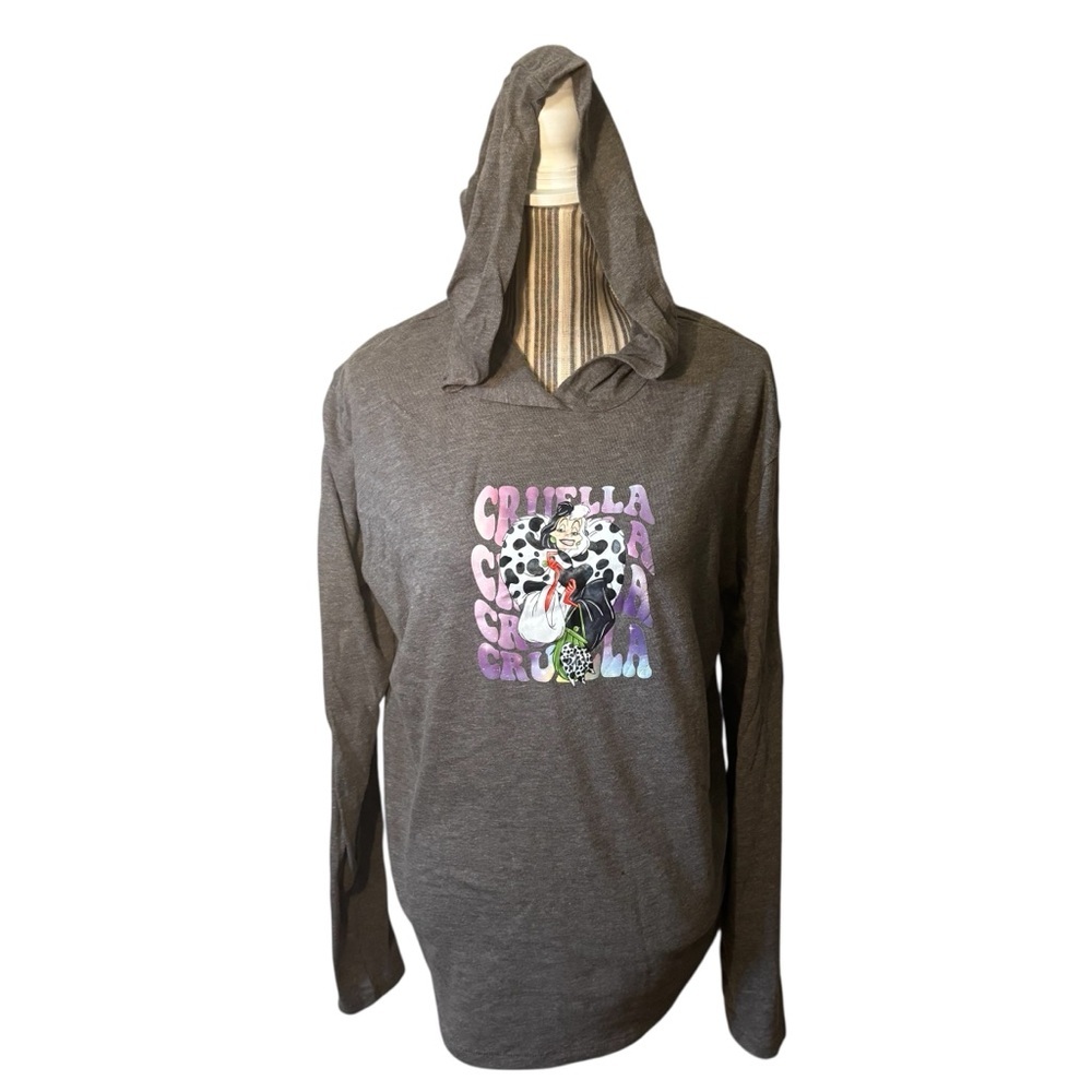 Cruella Hooded Tee XL Alternative Apparel Gray Disney Long-Sleeved Hoodie Cotton